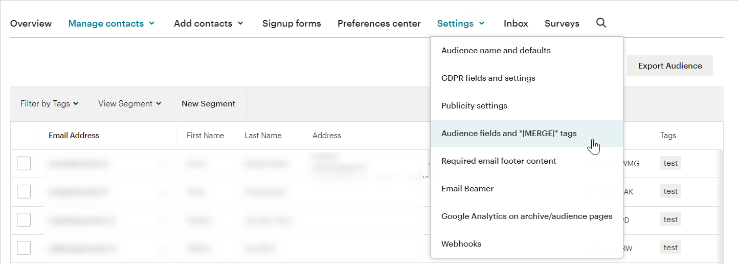 merge tags mailchimp