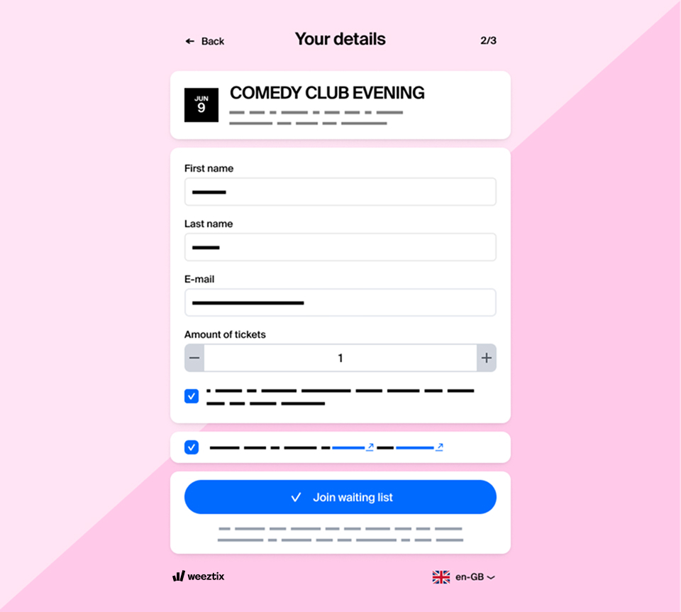 waiting list sold-out event